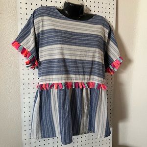 Andree by Unit Striped Babydoll Top Size 2X